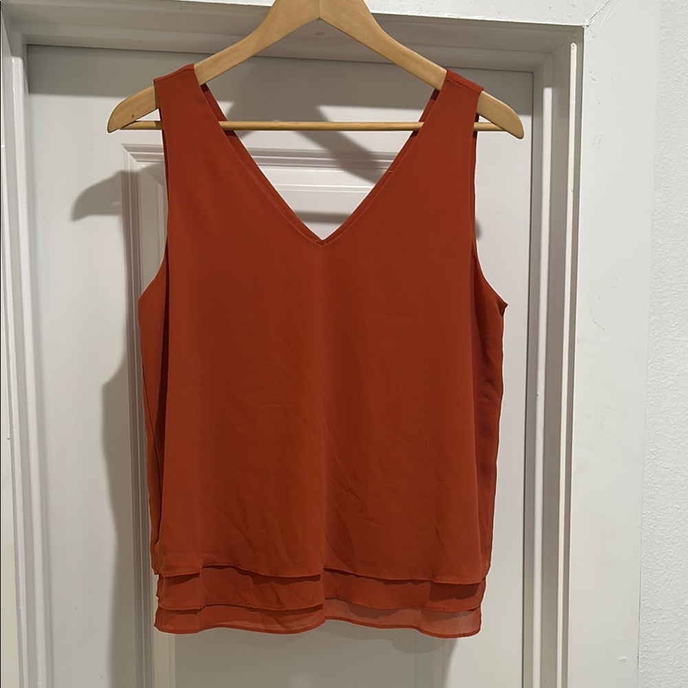 Women's Sleeveless V-Neck Top - Rust